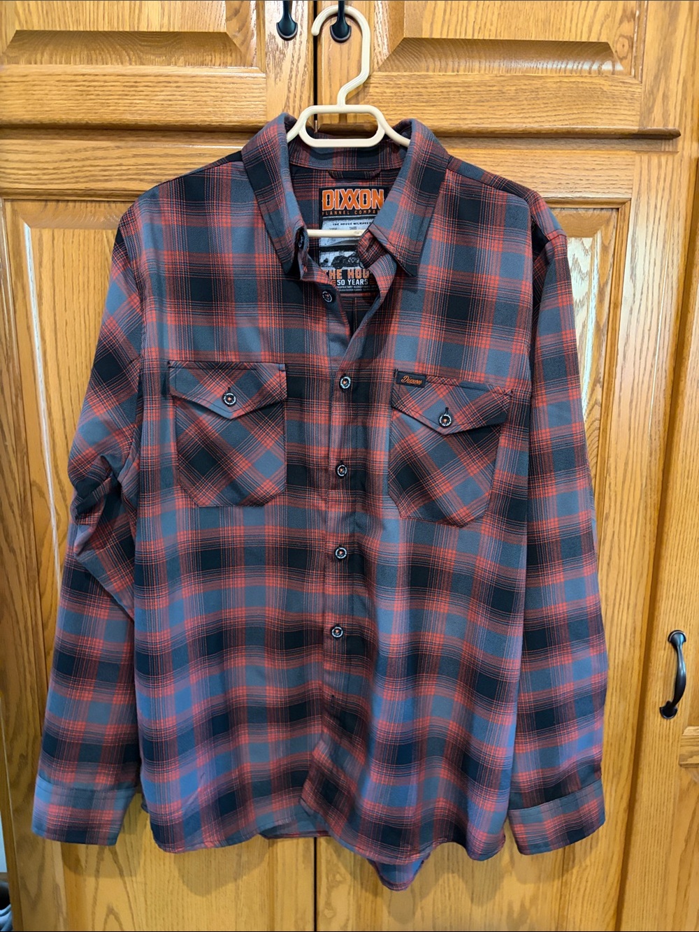 DIXXON Black and Red Plaid Button-Down Flannel Shirt